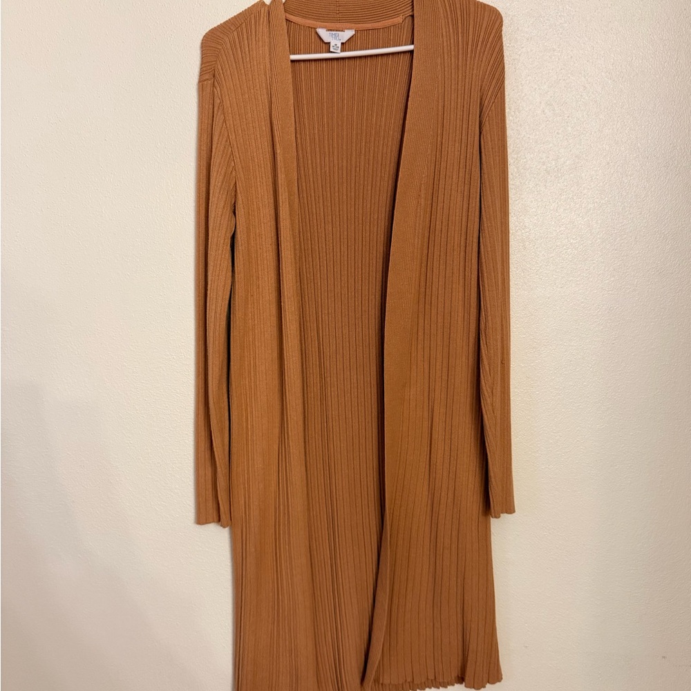 Time and Tru Tan Ribbed Knit Cardigan